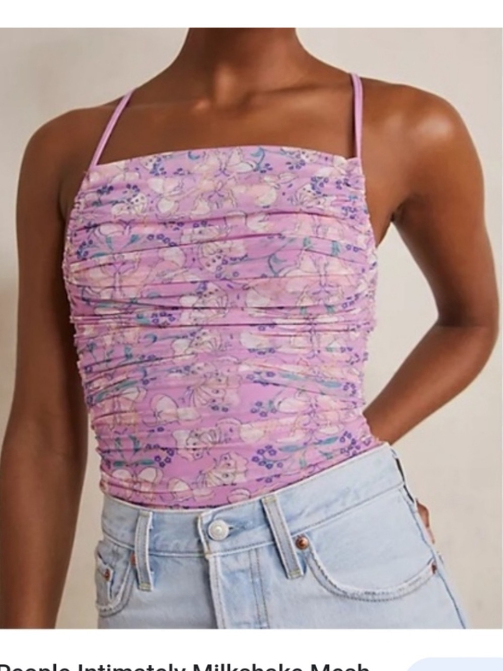Free People Intimately Milkshake Butterfly Mesh Bodysuit Purple Medium Floral